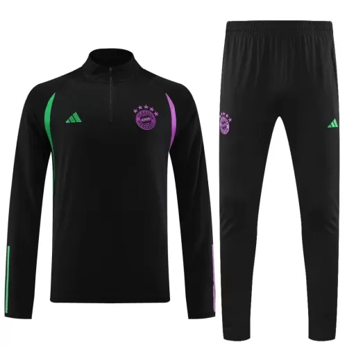 2023/24 Bayern Munich Kids Full Zip Tracksuit Set (Top + Bottoms) - Black