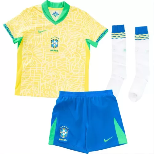 2024 Copa America Kids Brazil National Home Full Jersey Kit