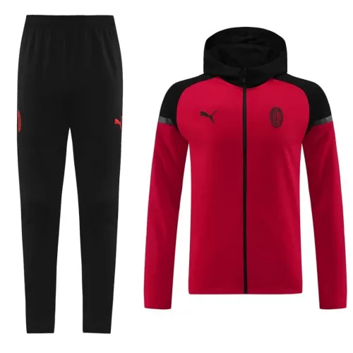 AC Milan 2024/25 Training Tracksuit Set - Red Hoodie Jacket and Pants