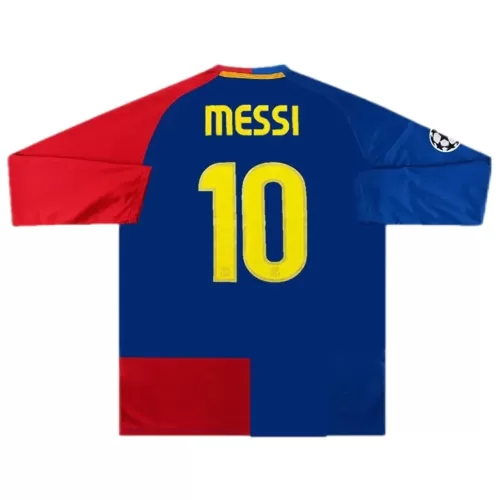 Barcelona #10 Messi UCL Final Authentic Retro Long Sleeve Home 2008/09