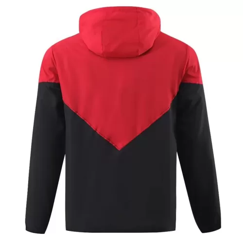 2023 Red and Black Manchester United Windbreaker Hoodie Jacket