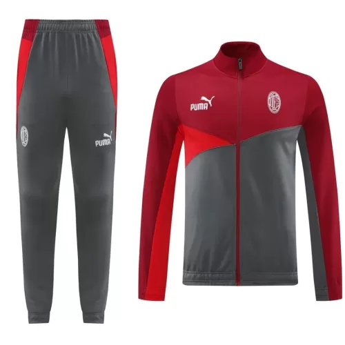 AC Milan 2024/25 Red and Gray Training Jacket Set with Top and Pants