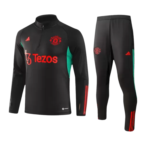 Manchester United 2023/24 Black Zipper Sweatshirt Training Kit - Top and Pants