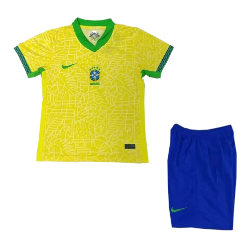 2024 Brazil Kids Home Jersey and Shorts - Shop Now!