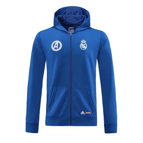 2022/23 Real Madrid Marvel Blue Hoodie Jacket - Ultimate Fan Gear