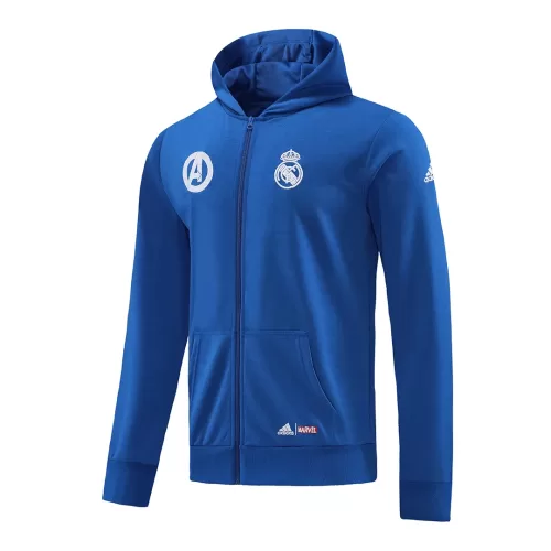 2022/23 Real Madrid Marvel Blue Hoodie Jacket - Ultimate Fan Gear