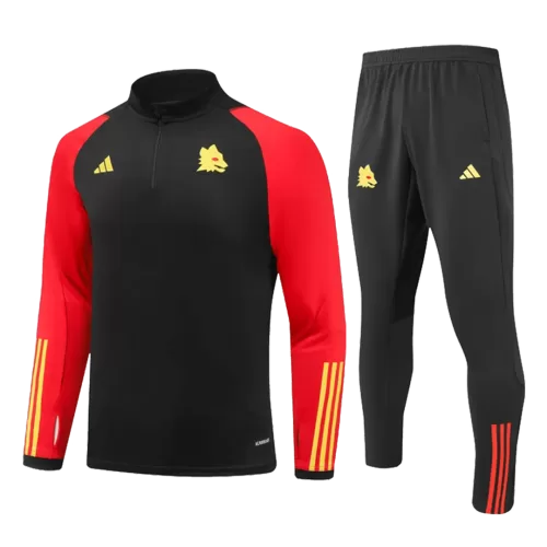 AS Roma Black Zipper Sweatshirt and Pants Kit 2023-24