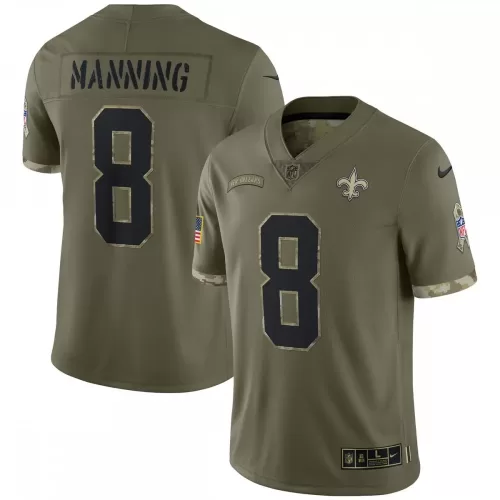 2022 Archie Manning New Orleans Saints Salute To Service Retired Player Limited Jersey - Olive