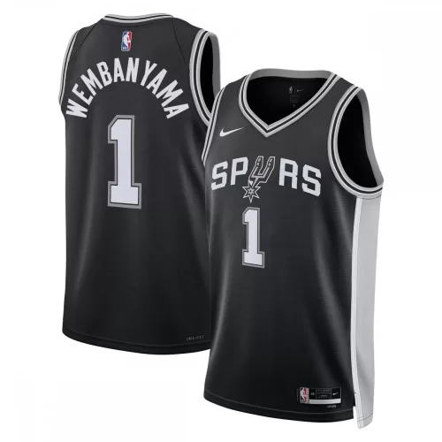 Nike Black Icon Edition Victor Wembanyama 2023 NBA Draft First Round Pick Swingman Jersey - San Antonio Spurs