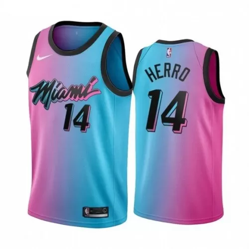 Miami Heat Tyler Herro #14 Blue and Pink 2020/2021 Swingman City Edition Jersey for Men