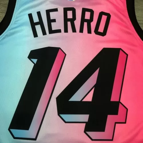 Miami Heat Tyler Herro #14 Blue and Pink 2020/2021 Swingman City Edition Jersey for Men