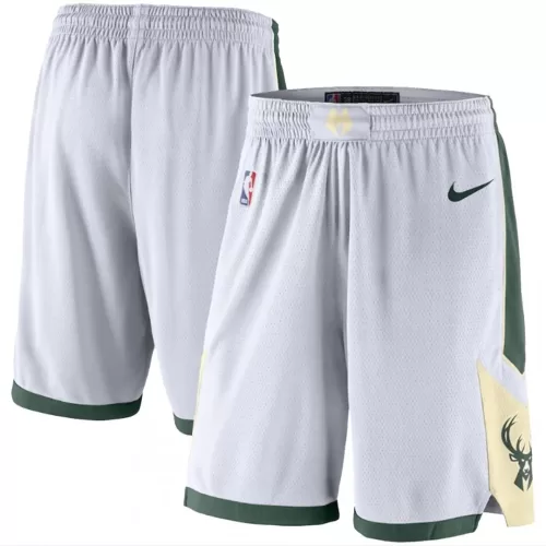 202span/21 Milwaukee Bucks Nike White/Hunter Green Performance Swingman Shorts