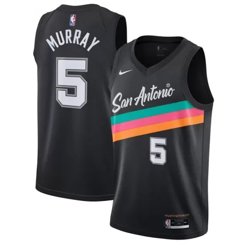 San Antonio Spurs Dejounte Murray #5 Men's Nike Black City Edition Swingman Jersey 2020/2021