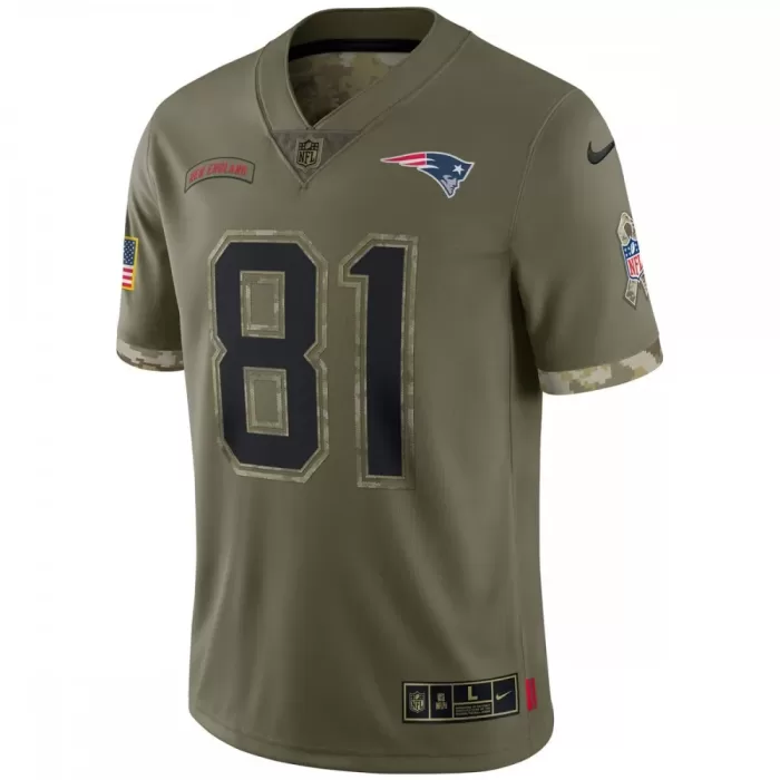 New England Patriots Randy Moss Salute To Service Jersey - Olive Limited Edition