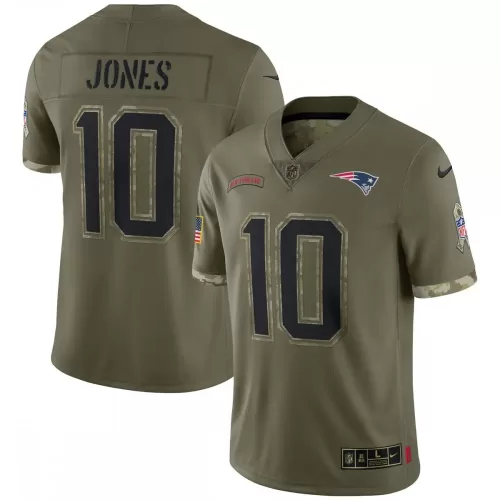 Nike Olive Mac Jones New England Patriots 2022 Salute To Service Limited Jersey