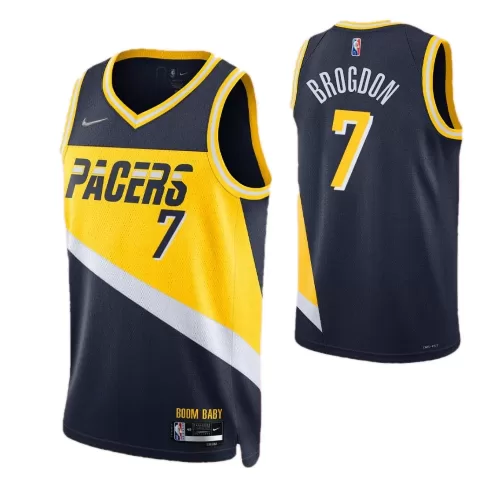 Men's Malcolm Brogdon #7 Nike Navy 2021/22 City Edition Swingman NBA Jersey for Indiana Pacers