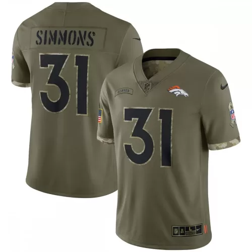 Denver Broncos Justin Simmons 2022 Salute To Service Limited Olive Jersey