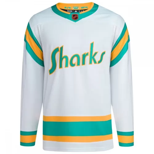 San Jose Sharks adidas Reverse Retro 2.0 Authentic White Blank Jersey