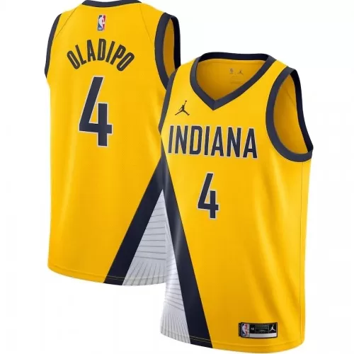 Indiana Pacers Victor Oladipo #4 Gold Jordan 2020-21 Swingman Jersey for Men - Statement Edition