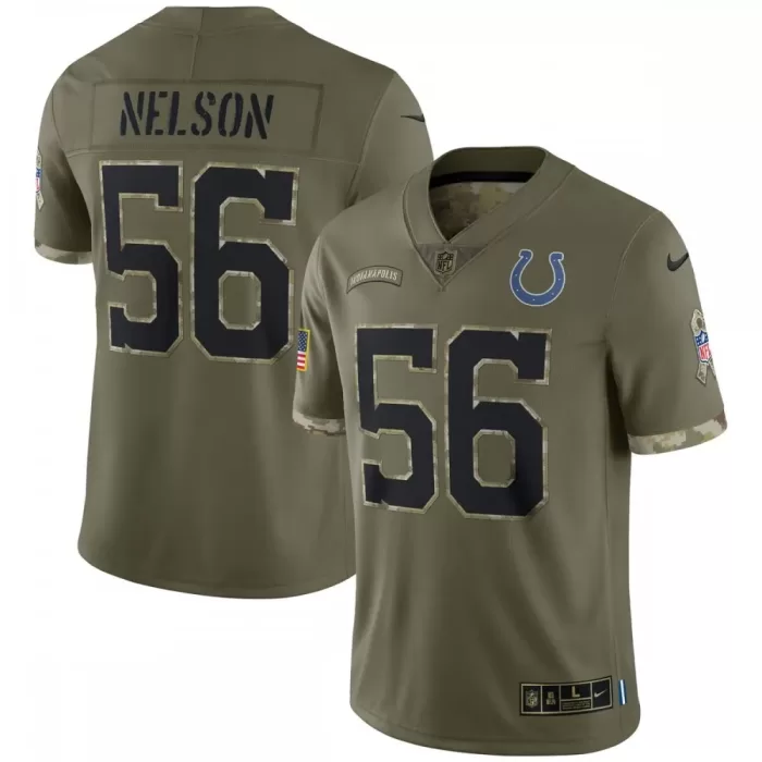 2022 Indianapolis Colts Quenton Nelson Salute To Service Limited Olive Jersey