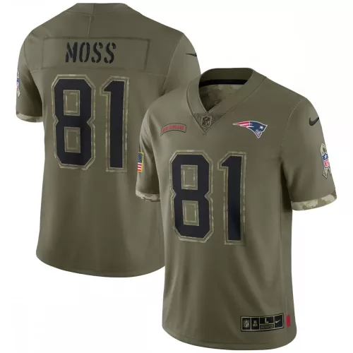 New England Patriots Randy Moss Salute To Service Jersey - Olive Limited Edition