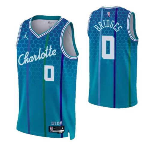 Charlotte Hornets Nike Blue 2021/22 Swingman NBA Jersey #0 Miles Bridges - Men's City Edition