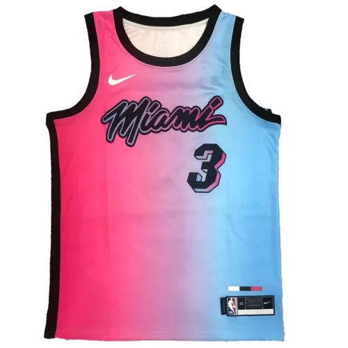 Men's Miami Heat Dwyane Wade #3 Blue and Pink Swingman Jersey