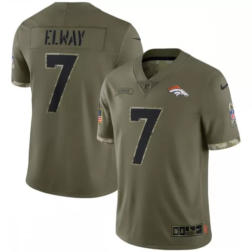 John Elway Denver Broncos 2022 Salute To Service Jersey - Limited Edition Olive Green Retired Player