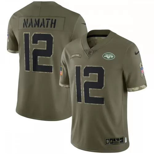 New York Jets Joe Namath 2022 Salute To Service Limited Edition Retired Player Jersey - Olive