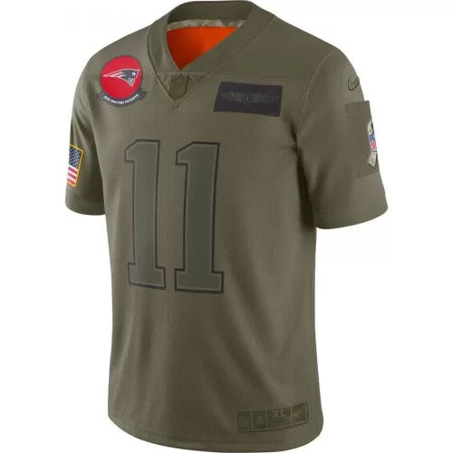 New England Patriots Julian Edelman Nike 2019 Salute to Service Limited Jersey - Men's Olive Green