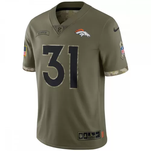 Denver Broncos Justin Simmons 2022 Salute To Service Limited Olive Jersey