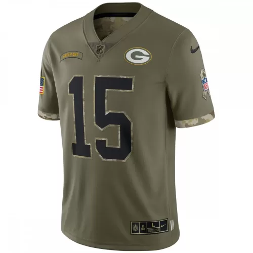 Green Bay Packers Bart Starr 2022 Salute To Service Retired Limited Edition Jersey - Olive | Shop Now