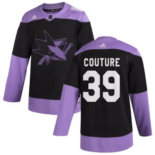 San Jose Sharks Logan Couture #39 Black Hockey Fights Cancer Practice Jersey - Men's adidas