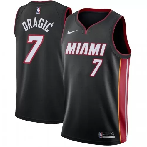 Authentic NBA Apparel: Miami Heat Goran Dragic #7 Nike Black Swingman Jersey - Icon Edition for Men