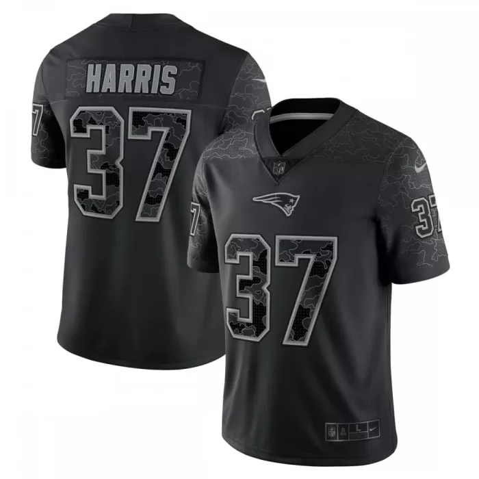 New England Patriots Damien Harris Black Reflective Limited Jersey