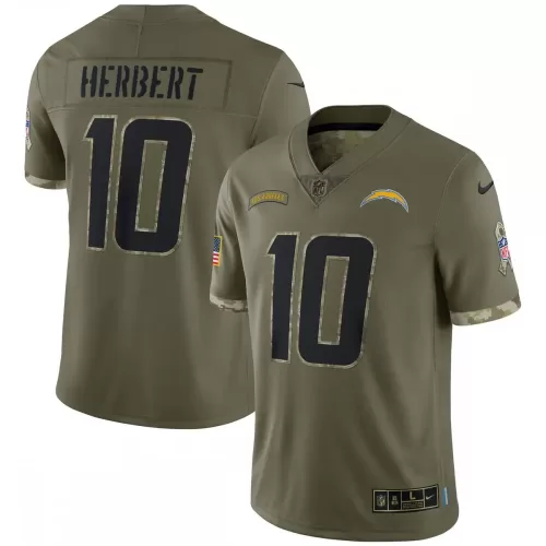 Los Angeles Chargers Justin Herbert 2022 Salute To Service Limited Jersey - Olive | Nike