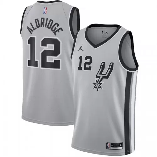 San Antonio Spurs LaMarcus Aldridge #12 Jordan Silver Swingman Jersey