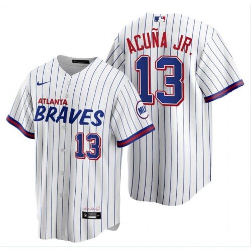 Atlanta Braves Ronald Acuña Jr. #13 White Replica Player Jersey