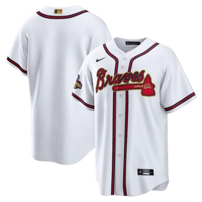 Atlanta Braves Nike 2022 Gold Program White Men's Blank Jersey