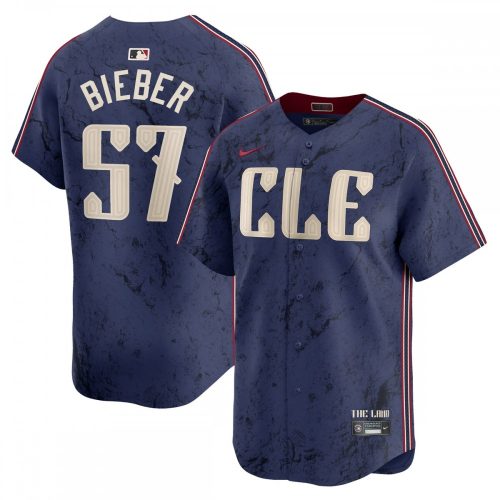 Shane Bieber Cleveland Guardians Nike 2024 City Connect Limited Navy Jersey