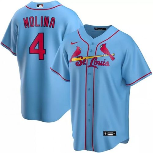 Nike Men's St. Louis Cardinals Yadier Molina #4 Light Blue Alternate 2020 Jersey