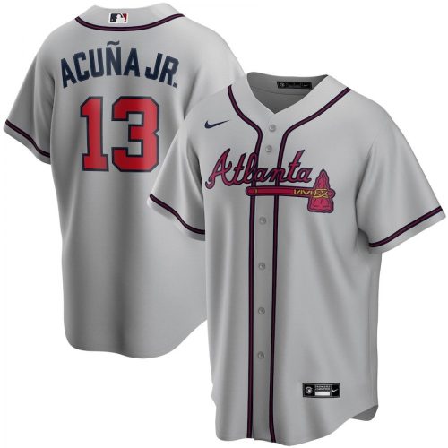 Atlanta Braves Ronald Acuña Jr. #13 Gray Road 2020 Player Jersey for Men - Best Deals and Quality Assurance