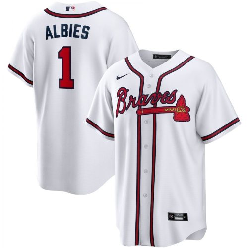 2020 Men's Atlanta Braves Ozzie Albies #1 White Home Replica Player Jersey